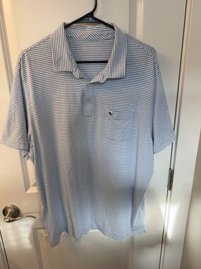 Vineyard Vines Light Blue & White Striped Edgartown Polo
